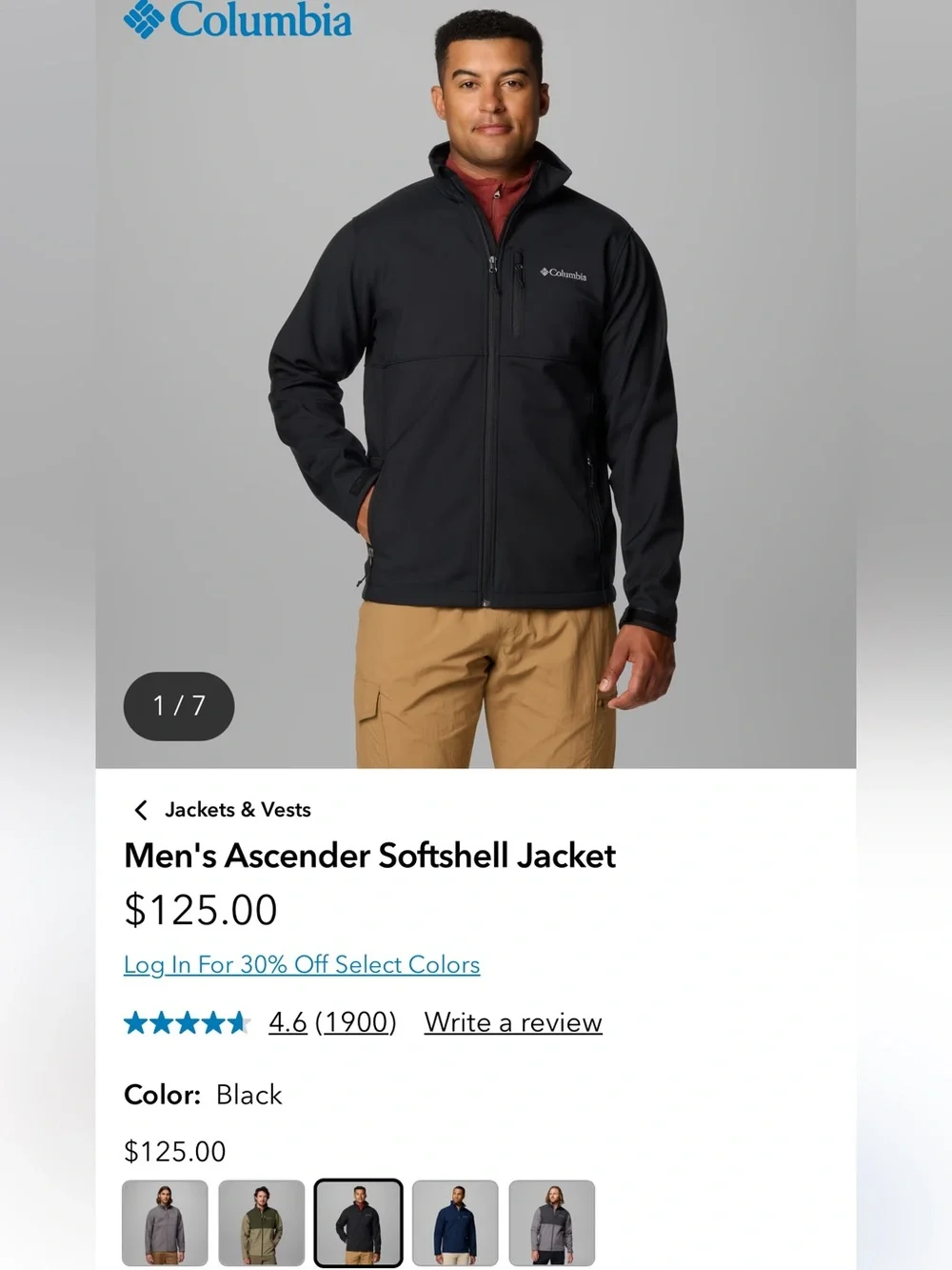 Columbia Ascender Softshell Jacket - Black. XL